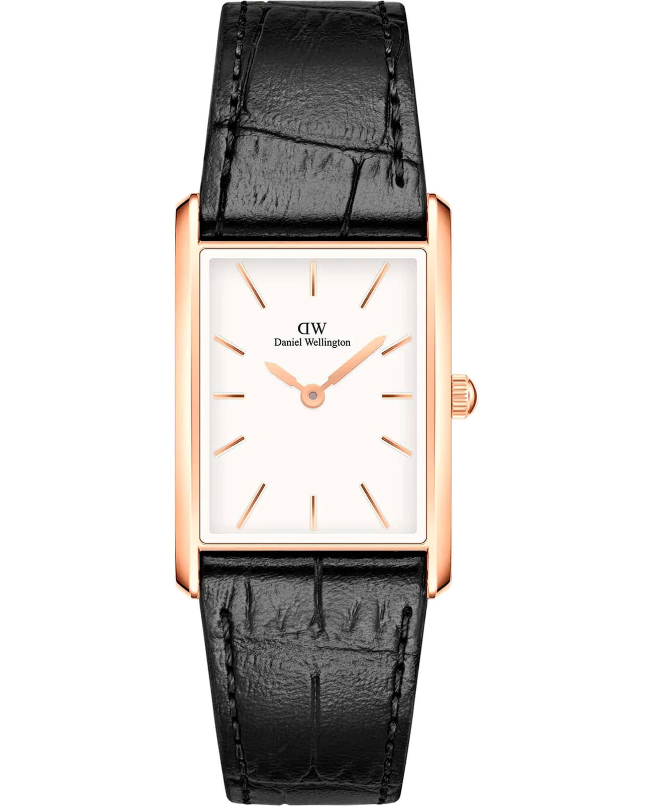 Daniel Wellington Daniel Wellington Bound Black Crocodile Rose Gold DW00100698  DW00100698 кварцевые женские часы белый циферблат, браслет кожаный — вид спереди